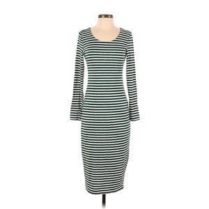 Size XXL 1X 2X 16 18 GREEN STRIPED BODYCON KNIT MIDI DRESS Sheath Spring PLUS SZ